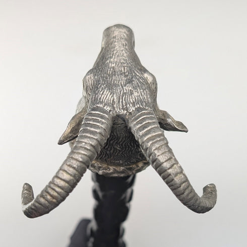 英国ヴィンテージ ブラックシャフト ピュータ製ゴートヘッドハンドル ステッキ 杖 85cm